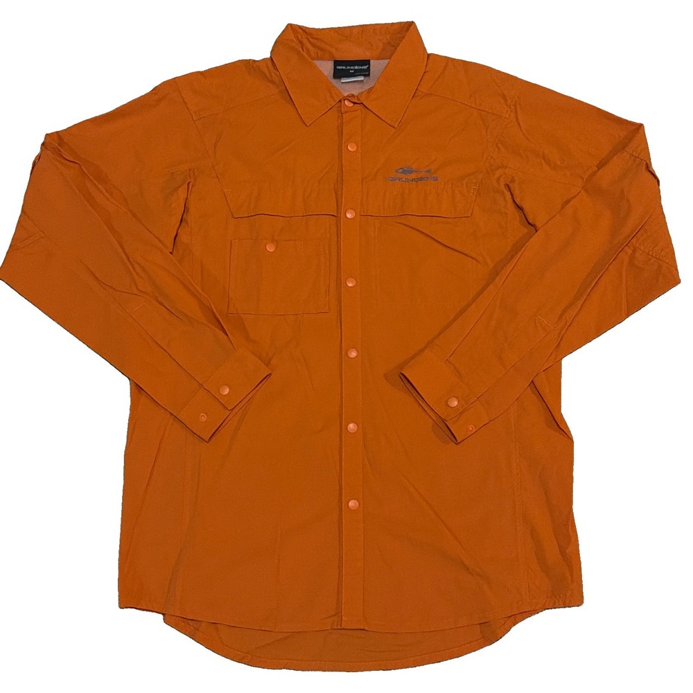 Grundens Men's Orange Medium Hooksetter Long Sleeve Outdoor Fishing Shirt